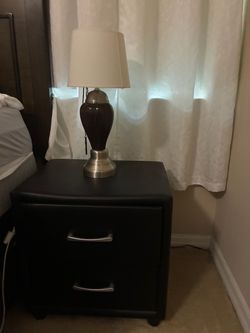 Black 2-Drawer Nightstand Bedside Table