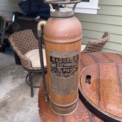 Brass Fire Extinguisher With Hose Great Shape
