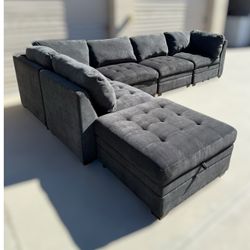 Thomasville Modular Sectional Sofa with Storage Ottoman