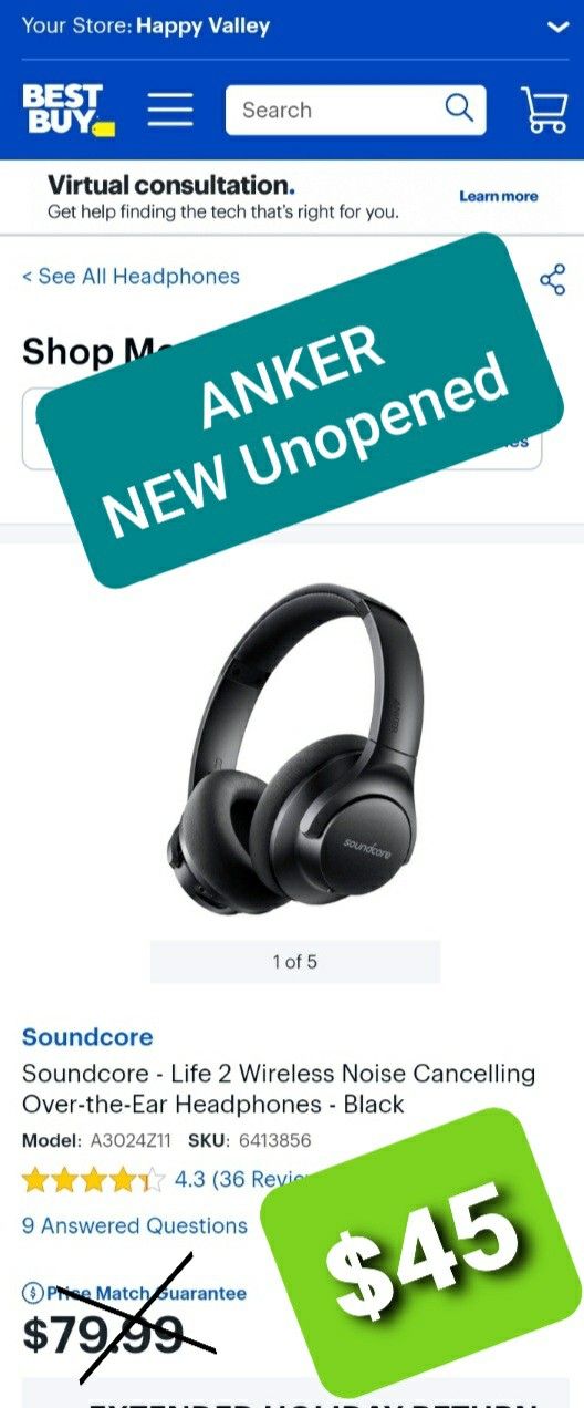 BEST SELLER NEW ANKER Soundcore ANC Headphones with mic