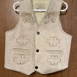 Toddler cowboy vest Genuine, Suede Leather And Wool