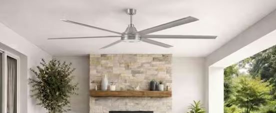 Tilden 100 in. Indoor/Outdoor Brushed Nickel Ceiling Fan with Adjustable White LED and Remote 