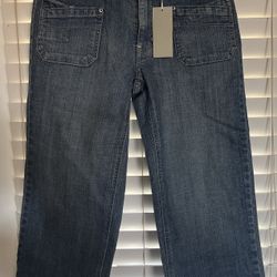 New With Tag Chico’s Platinum Blue Denim Cropped Jean Womens Straight Leg Size 0