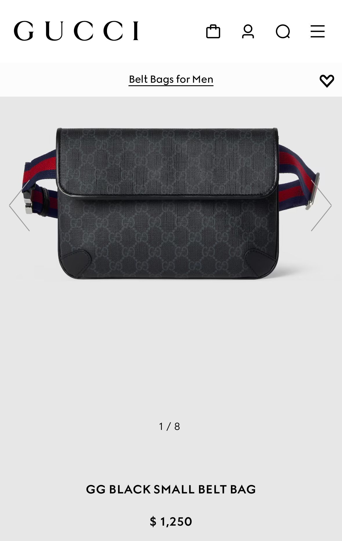 MENS Gucci GG BLACK BELT BAG