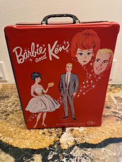 Vintage 1964 Barbie and Ken case with dolls and accessories