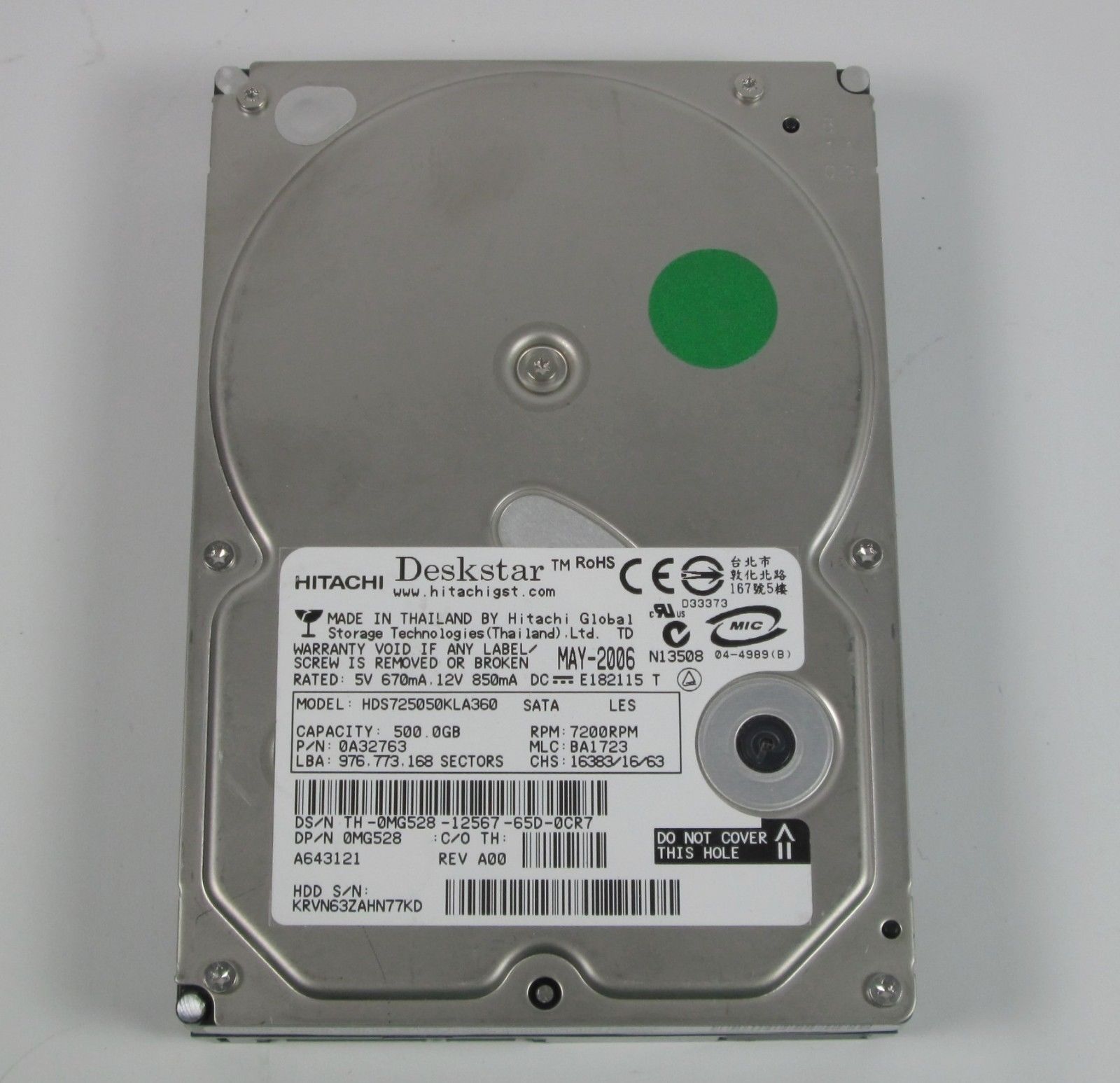 Hitachi Deskstar HDS725050KLA360 500GB 3.5" SATA Desktop PC Hard Disk Drive HDD