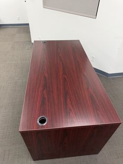 Mahogany Office Desk with Cable Grommets