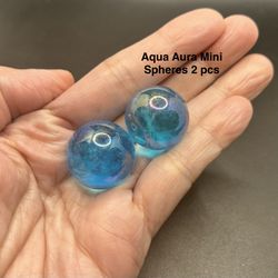 Aqua Aura Genuine Quartz Mini Spheres 2pcs 23mm 33.8g Total