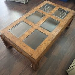 Solid Wood Coffee Table w/glass Insets 50x28