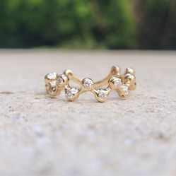 14K Gold Zig-Zag Artsy Diamond Ring