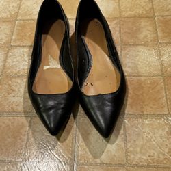 Calvin Klein Black Leather Flat Shoes Size 7