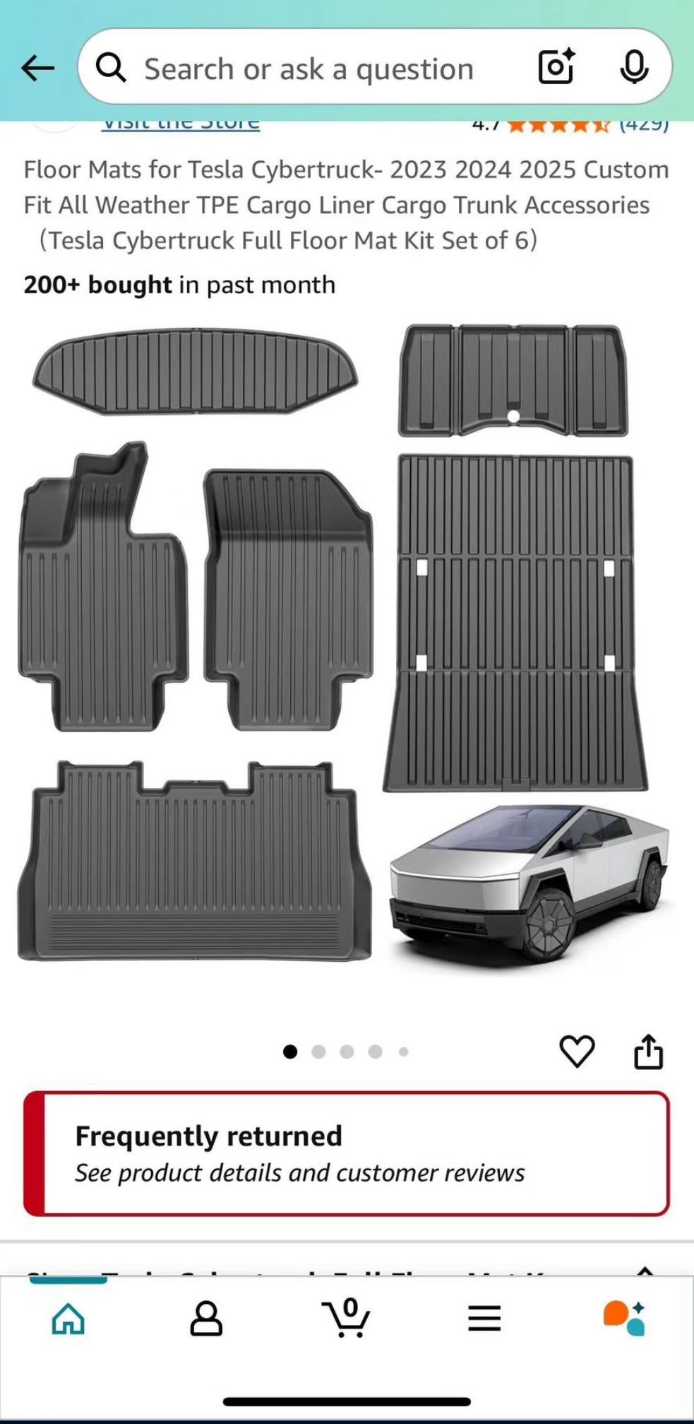 Floor Mats for Tesla Cybertruck 2023-2025