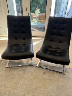 Pair Of Black Leather Chairs