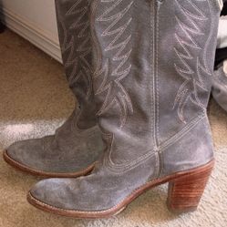 Grey Suede Womens Western Boots Size 9