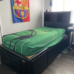 Dark Brown Twin Bed Frame 