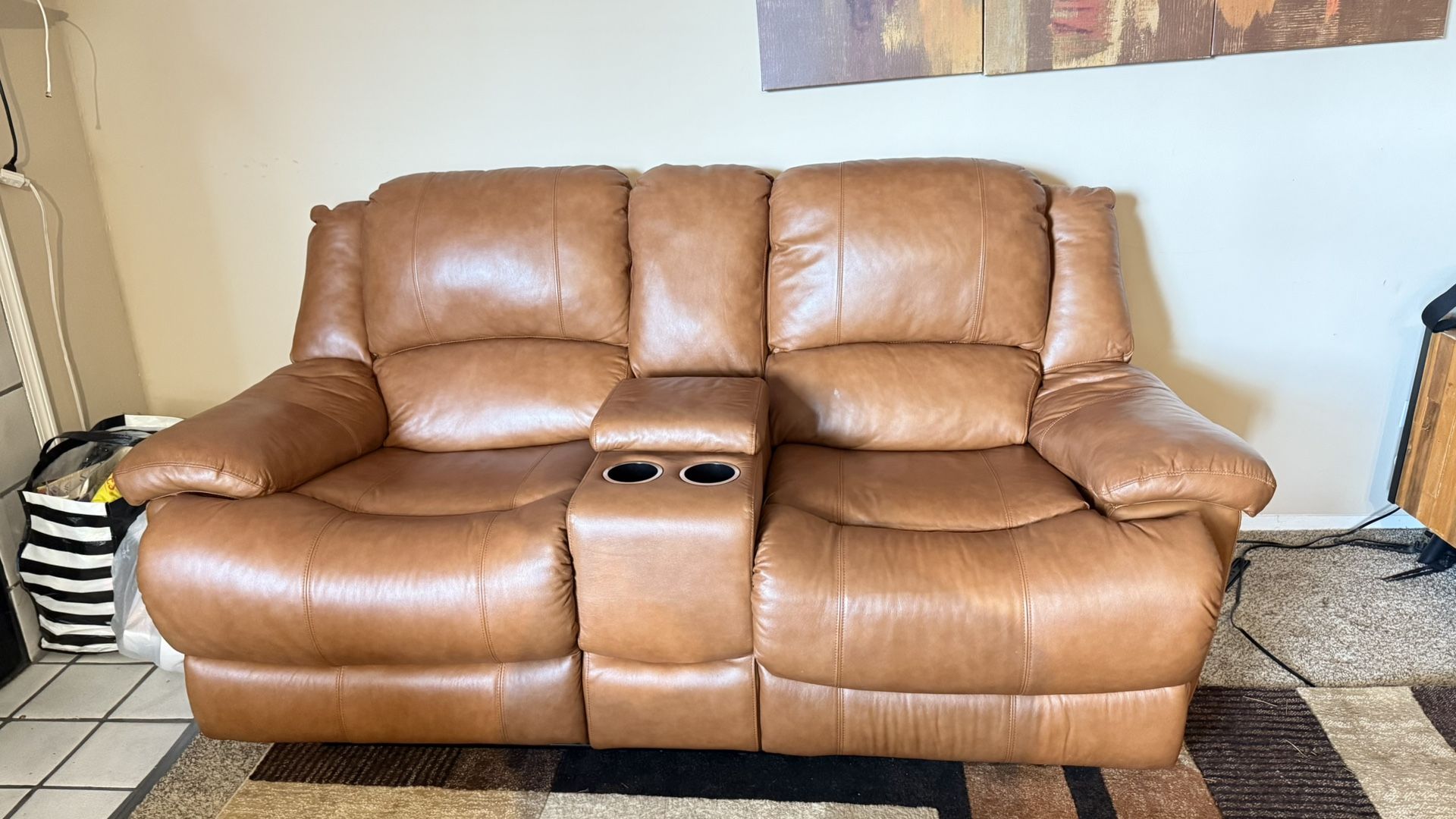 Leather Loveseat 