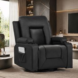 New Recliner Chair, Swivel Rocker Recliners, Massage and Heat Reclining Chair, Reclining Sofa with Side Pockets, Cup Holders for Living Room, Bedroom 