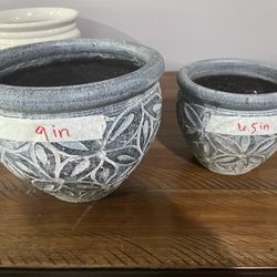 Set Of Two Plant Pots - 9” & 6.5”