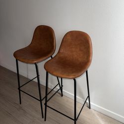 Plata Import Effie 26" Faux Leather Counter Stools in Tan (Set of 2)