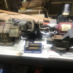 Drill Press Adjustable Machinist Vise Grip 4” Jaws $35 Pony Bench $45 Pony Clamp on $20,6” Craftsman $110