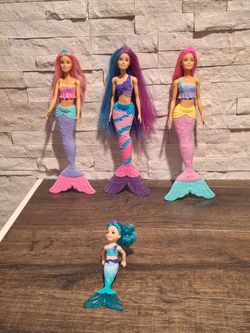 ​Barbie Dreamtopia Mermaid Doll Lot of 4 - 3 Full Size 1 Chelsea Small Mermaid