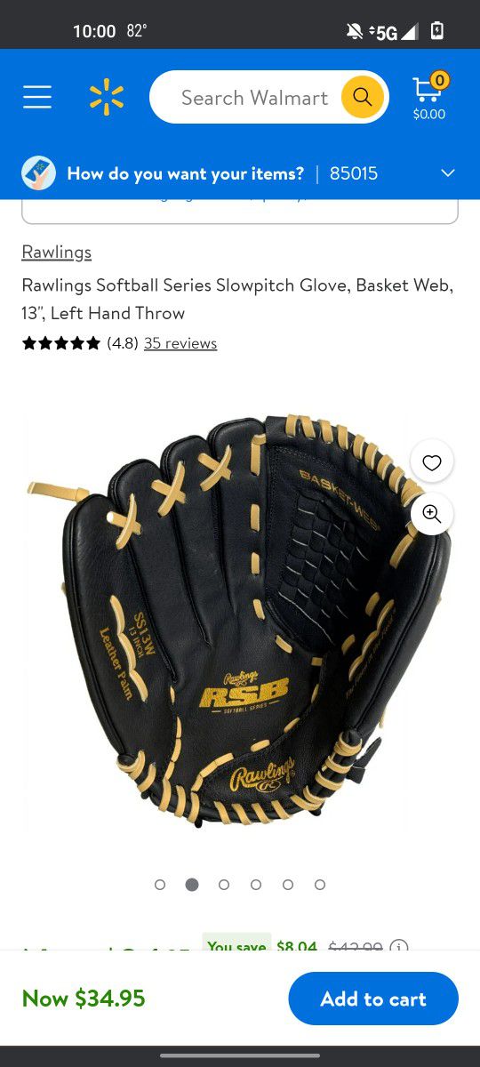 Rawlings SW13W 13 Inch Leather Palm Baseball Glove 
