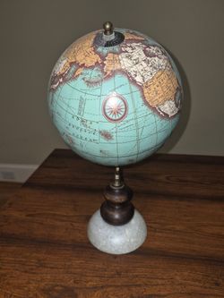 Vintage Style World Globe with Marble Base