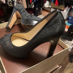 Coach Black A3673 Breana 12cm Sig C/PA Size 7.5