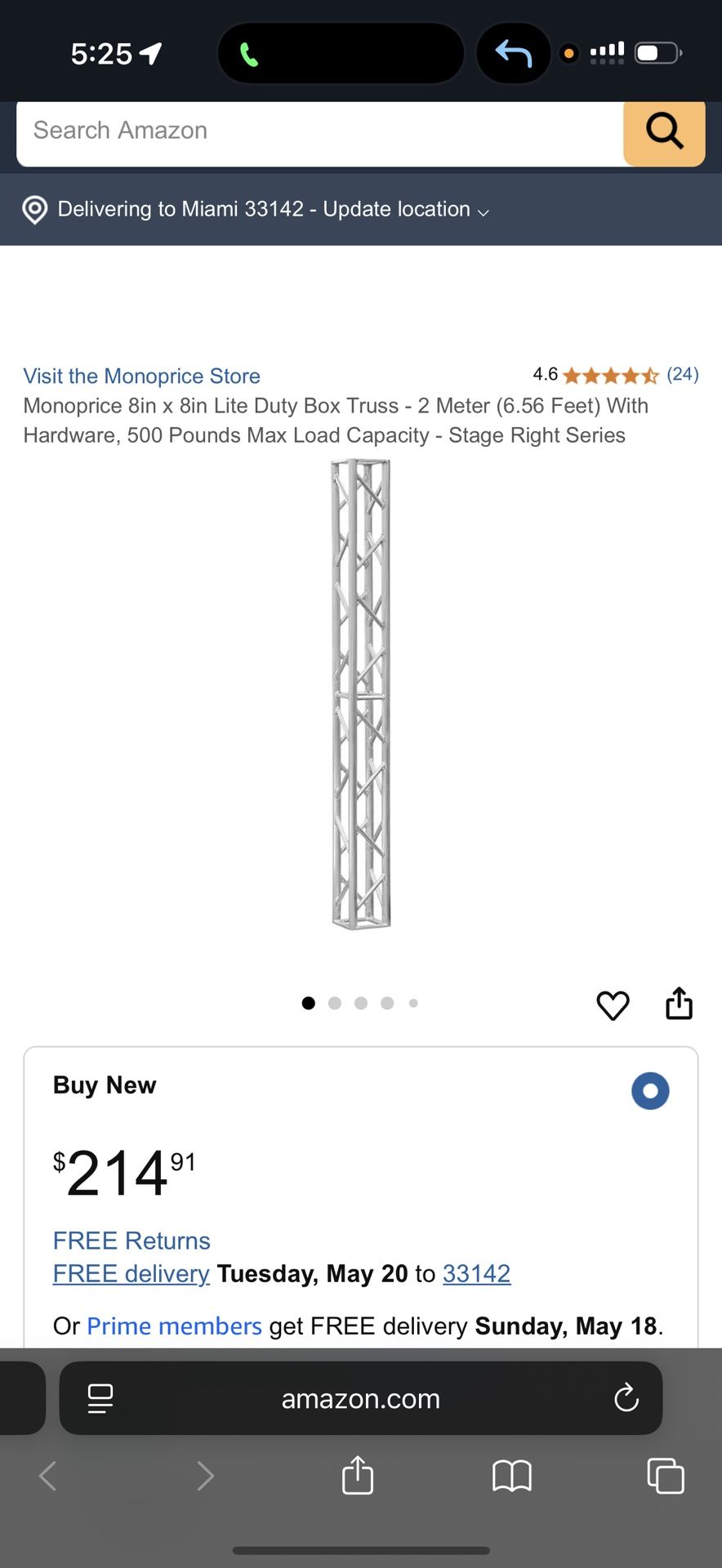 Monoprice 8in x 8in Lite Duty Box Truss Meter Feet) With