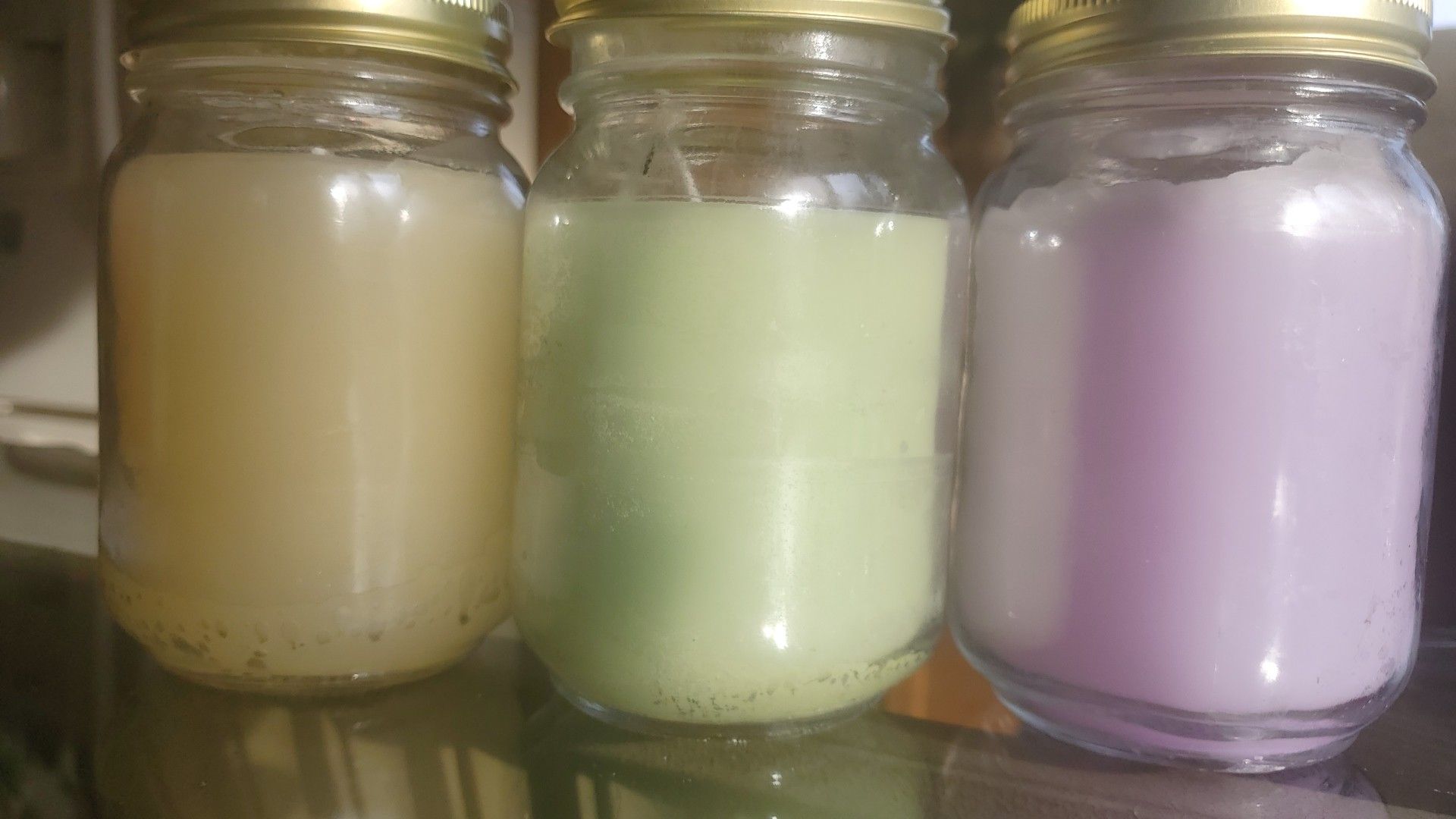 Homemade Mason jar candles.