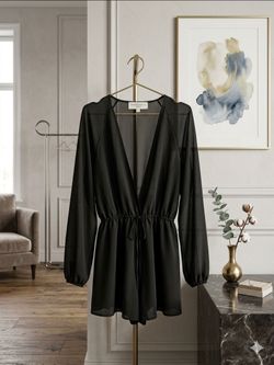 Long Sleeves Black Romper