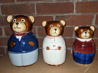 VINTAGE 1984 TEDDY BEAR FAMILY CANISTERS GOOD  CONDITION