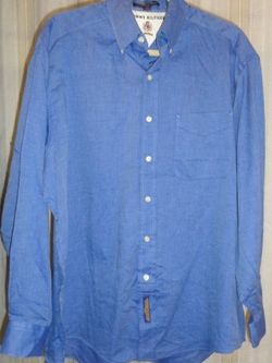Vintage Tommy Hilfiger Blue Button Down Dress Shirt Mens Long Sleeve 16 34-35