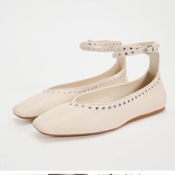 ZARA Studded Ankle Strap Ballet flats