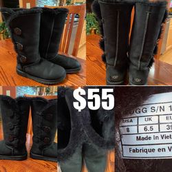 Ugg Bailey Button Triplet 3 button tall boots in black,