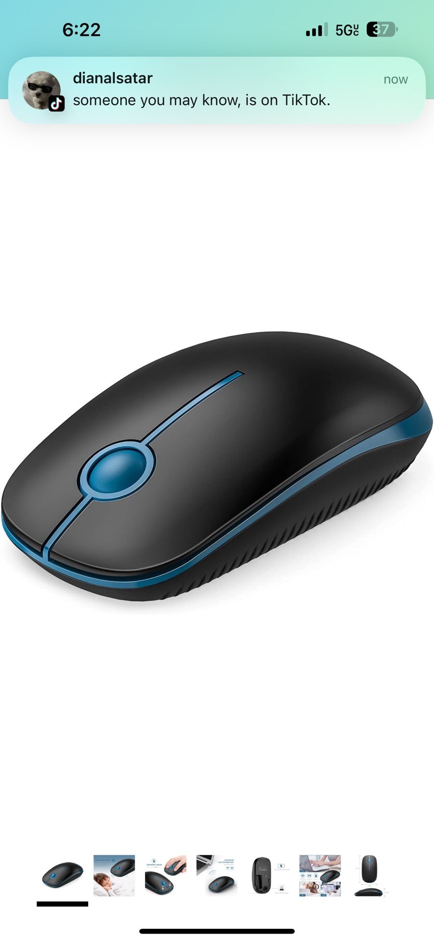 VssoPlor Wireless Mouse, 2.4G Slim Portable Computer Mice with Nano Receiver for Notebook, PC, Laptop, Computer (Black and Sapphire Blue)