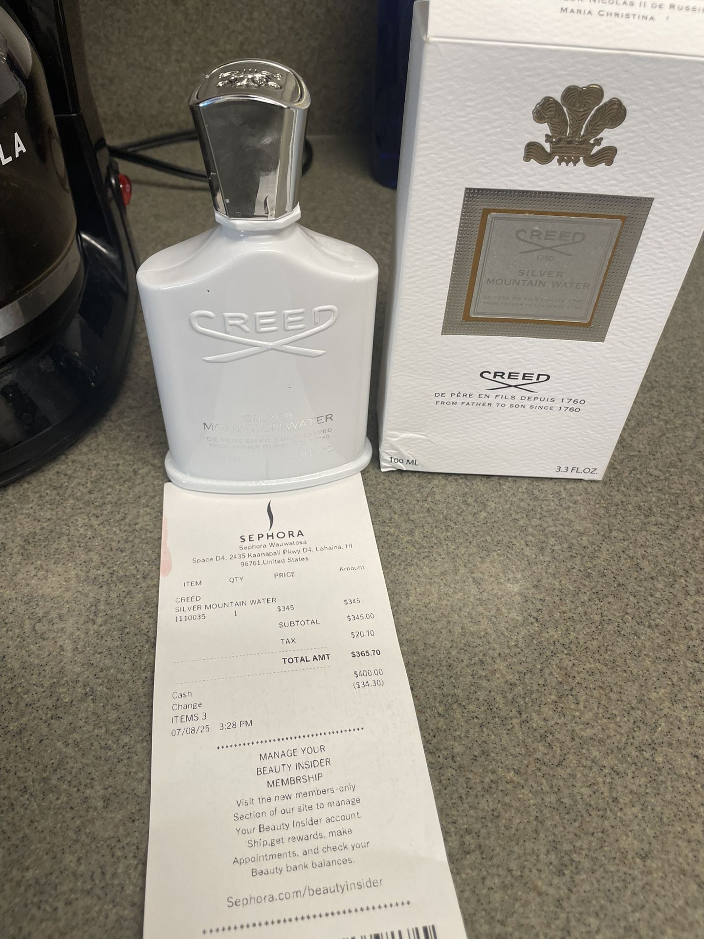 Creed Silver Mountain Water (With Receipt)