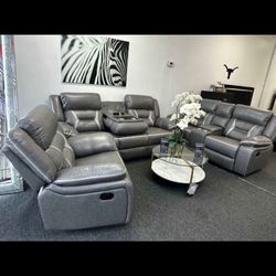 Recliner3pc Grey 