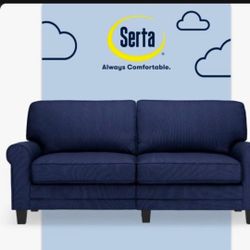 New Serta Navy Blue Loveseat Sofa