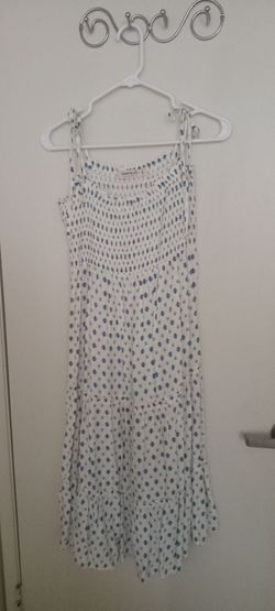 Blue Flower Thin Strap Dress