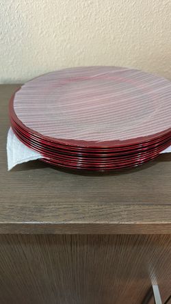 Red Metallic Charger Plates Set