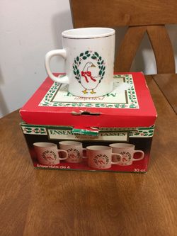 1990 geese Christmas mug set