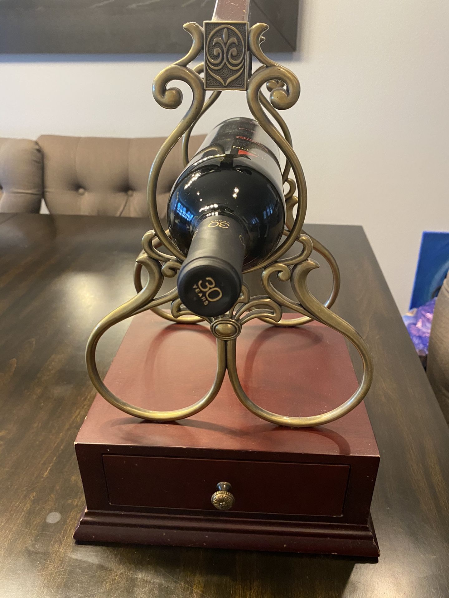 Wine Holder with Pull Out Drawer