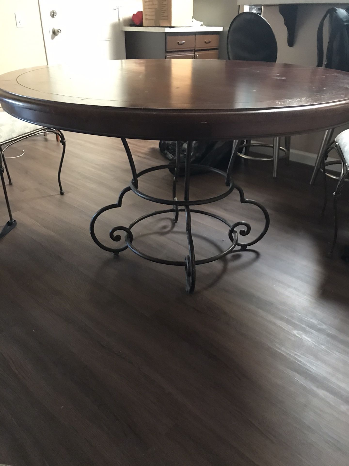 Wood/Iron Base Kitchen Table + 4 Chairs- $150