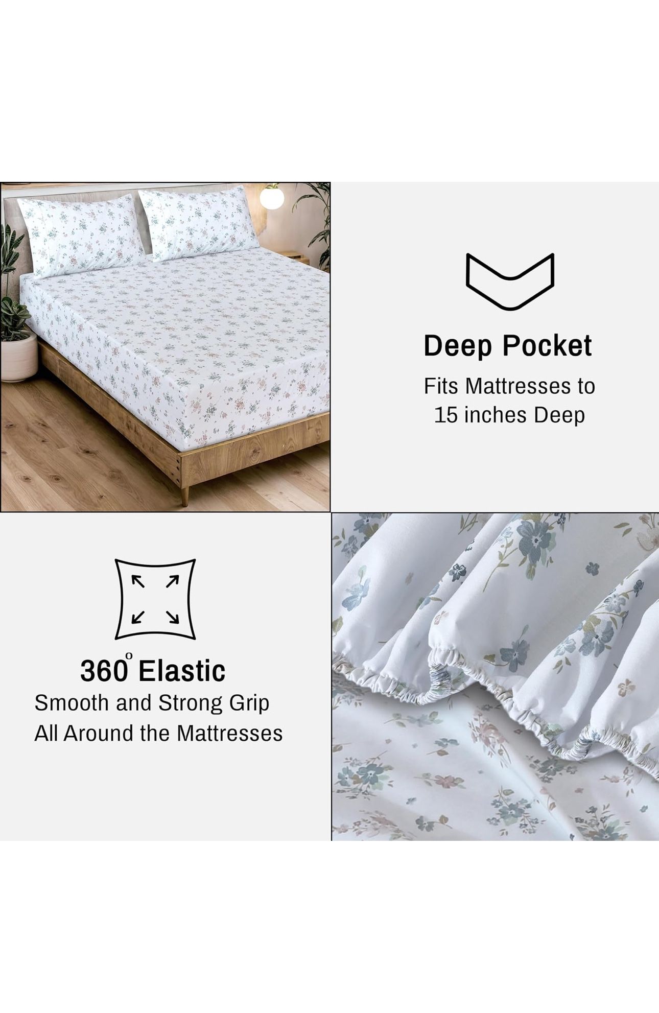 Juego de sábanas divididas tamaño King de 100 % algodón orgánico para cama ajustable, 5 piezas, ropa de cama de tejido de percal suave y transpirable,