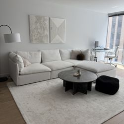 CB2 Lumis 4-Piece Modular Snow White Performance Fabric Deep Depth Sectional Sofa