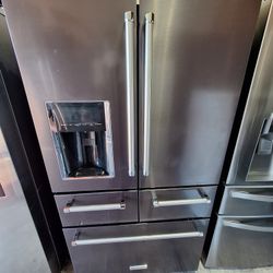KitchenAid 5-Door Freestanding Refrigerator with Platinum Interior Design and PrintShield