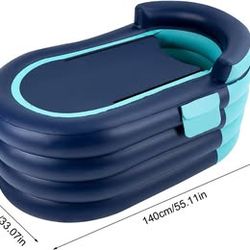 Portable Bathtub for Adults Foldable Inflatable Bathtub  with Bath Pillow Headrest.