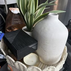 Candles, Basket, Fake Plant, And House Decorations 