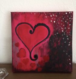 Original heart acrylic painting signed by artist 12".12"